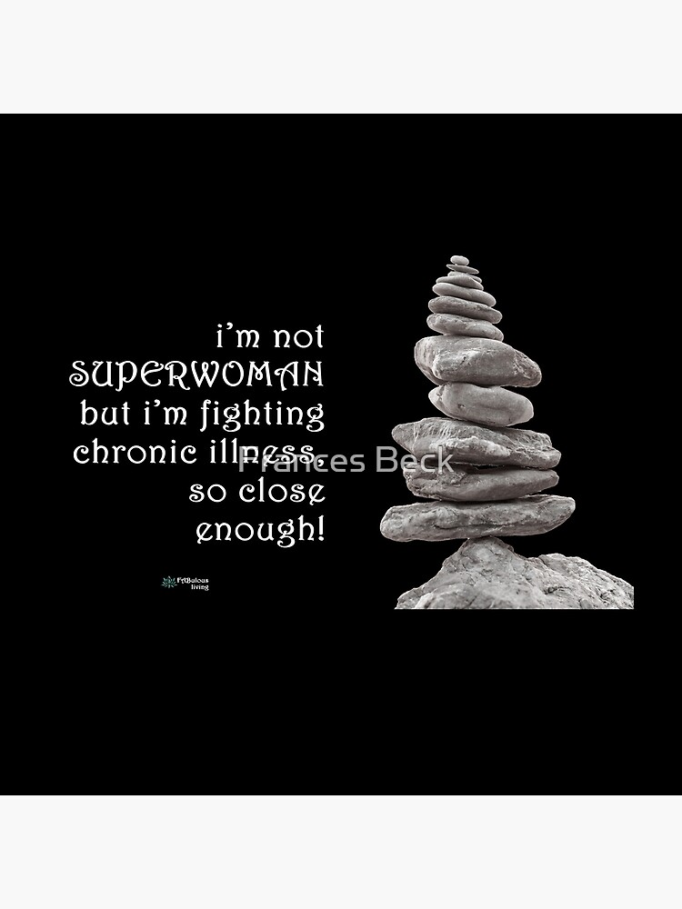 Thumbnail 4 of 4, Pillow, Balance Stones - SuperWoman Fighting Chronic Illness Quote designed and sold by FABulous-living.