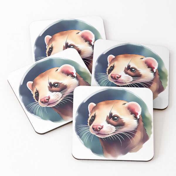Item preview, Ferret Head Watercolor Circle Art Style designed and sold by LDJBlank.