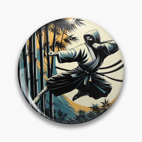 Item preview, Ninjutsu Fighter Pose Circle Bamboo Design designed and sold by RedDesignSyc.