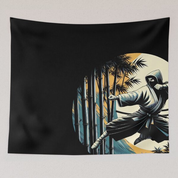 Item preview, Ninjutsu Fighter Pose Circle Bamboo Design designed and sold by RedDesignSyc.