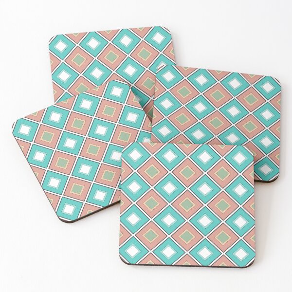 Item preview, Geometric diagonal pattern in beige and turquoise tones designed and sold by fuzzyfox.