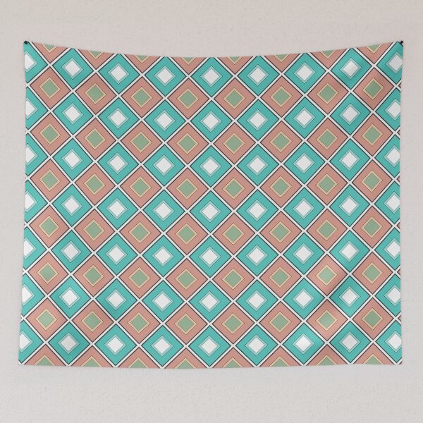Item preview, Geometric diagonal pattern in beige and turquoise tones designed and sold by fuzzyfox.