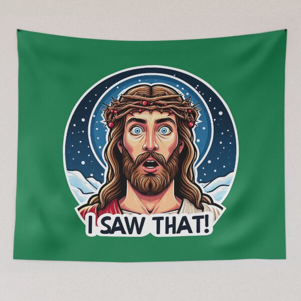 Item preview, I SAW THAT Jesus meme Snowing White Christmas Miracle Crown of Thorns designed and sold by plushism.