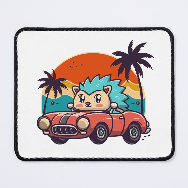 Item preview, Hedgehog drives a retro car designed and sold by tanapong51.