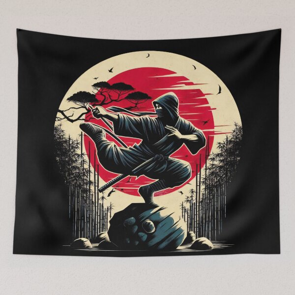 Item preview, Ninjutsu Fighter japanese Flag Bambus Design designed and sold by RedDesignSyc.