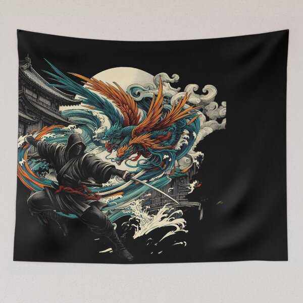 Item preview, Ninjutsu Fighter japanese Dragon Design designed and sold by RedDesignSyc.