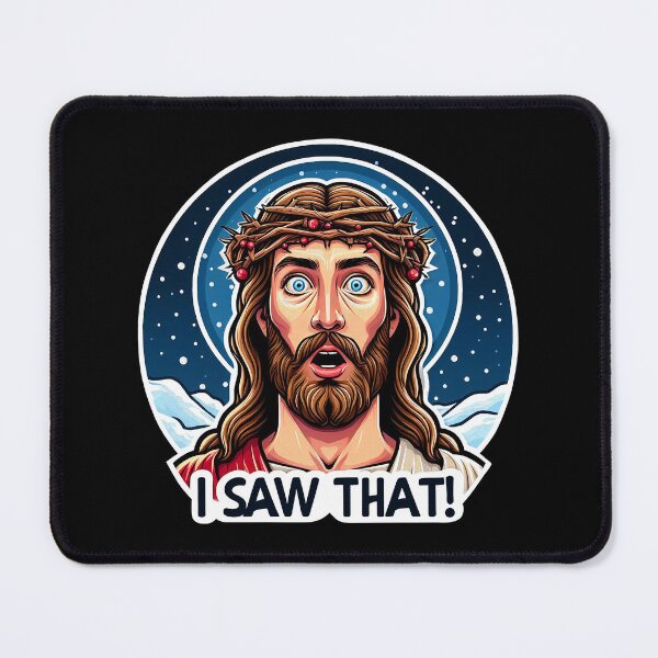 Item preview, I SAW THAT Jesus meme Snowing White Christmas Miracle Crown of Thorns designed and sold by plushism.