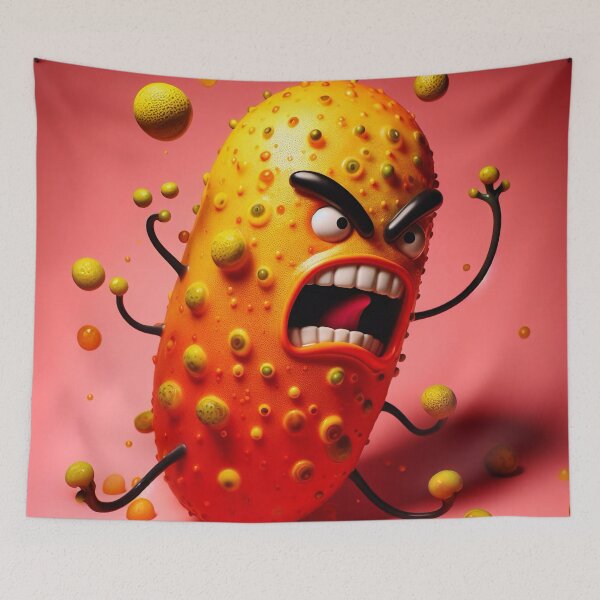 Item preview, Angry Microbe: Cartoon-like bacteria in orange designed and sold by Girih.