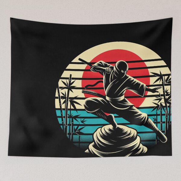 Item preview, Ninjutsu Fighter Bamboo Flag Circle Design designed and sold by RedDesignSyc.