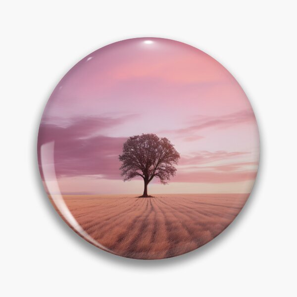 Item preview, Hazy sunset field with lonely tree - Landscape photography designed and sold by TheArtistOf2022.