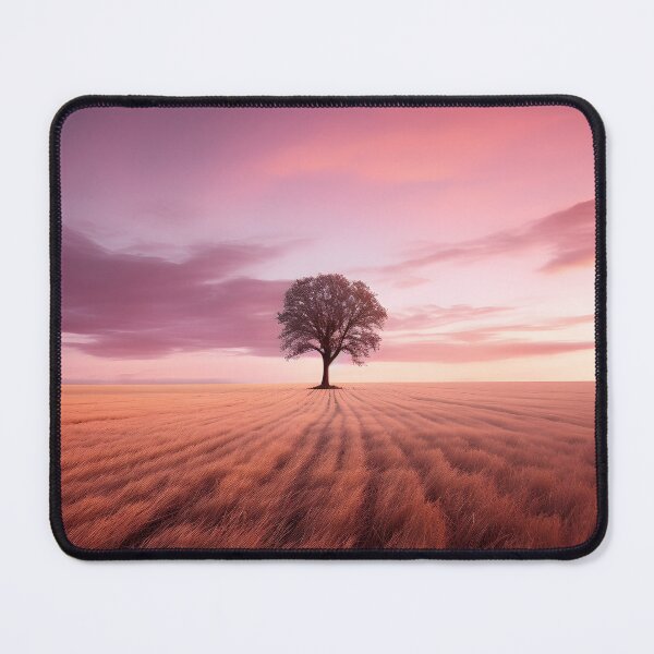 Item preview, Hazy sunset field with lonely tree - Landscape photography designed and sold by TheArtistOf2022.