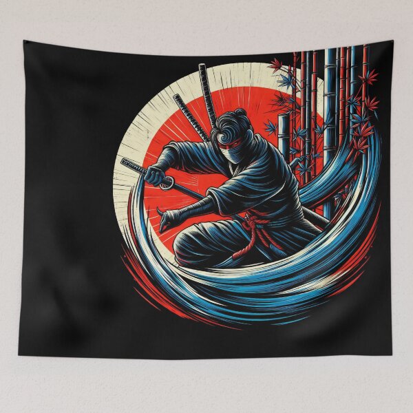 Item preview, Ninjutsu Bamboo Wave Circle Design designed and sold by RedDesignSyc.