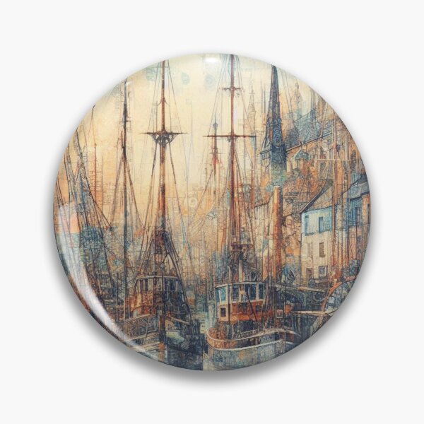 Item preview, Impressionist abstract shipyard designed and sold by scollins5.