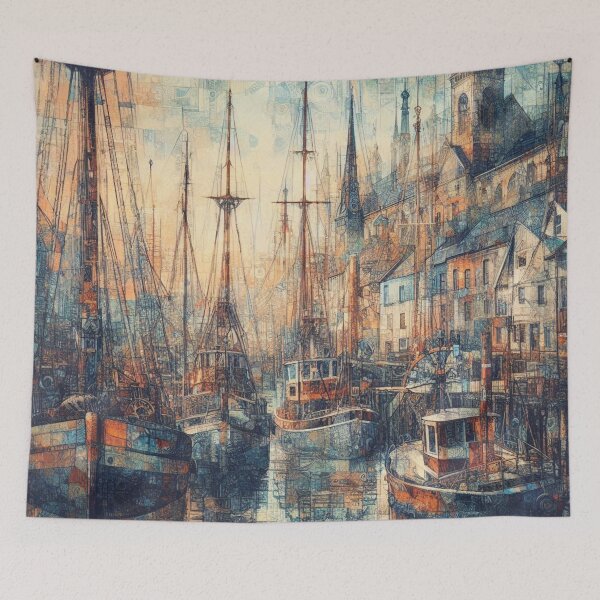 Item preview, Impressionist abstract shipyard designed and sold by scollins5.