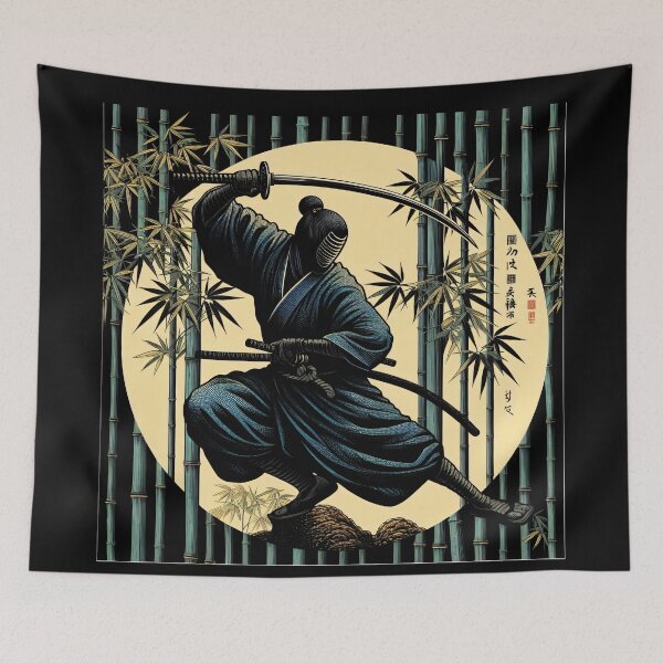 Item preview, Ninjutsu Bamboo Katana Fighter Circle Design designed and sold by RedDesignSyc.
