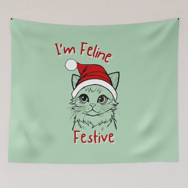 Item preview, Im feline festive Christmas theme design designed and sold by INSOMNIAC101.