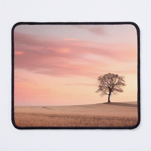Item preview, Hazy sunset field with lonely tree - Landscape photography designed and sold by TheArtistOf2022.