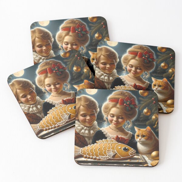 Item preview, Christmas Delight: A Fish Cookie for the Feline Friend designed and sold by DeenaDee.
