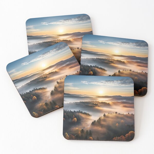 Item preview, Misty forest in Autumn at sunset long exposure - Landscape photography designed and sold by TheArtistOf2022.