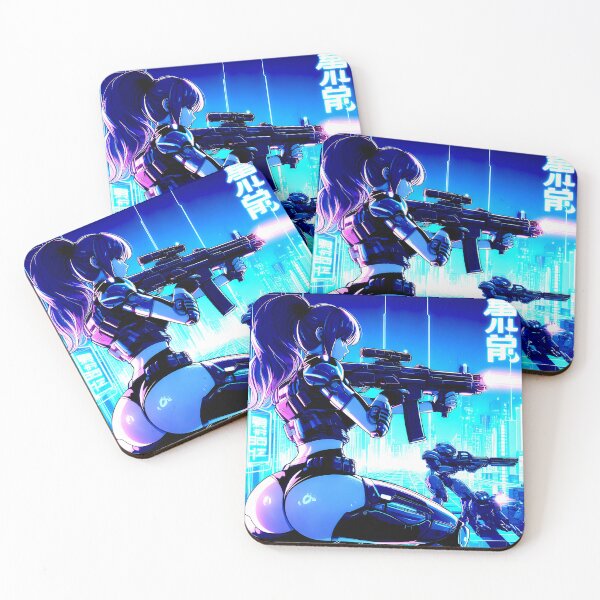 Item preview, Sexy Cyberpunk Style Anime Girl Shooting Gun designed and sold by TeesByPatrick.