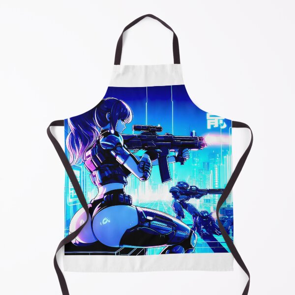 Item preview, Sexy Cyberpunk Style Anime Girl Shooting Gun designed and sold by TeesByPatrick.