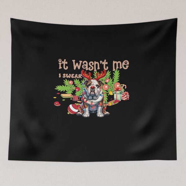 Item preview, "Mischievous Bulldog : 'It Wasn't Me, I Swear!' Christmas Chaos" designed and sold by Xhevahir.