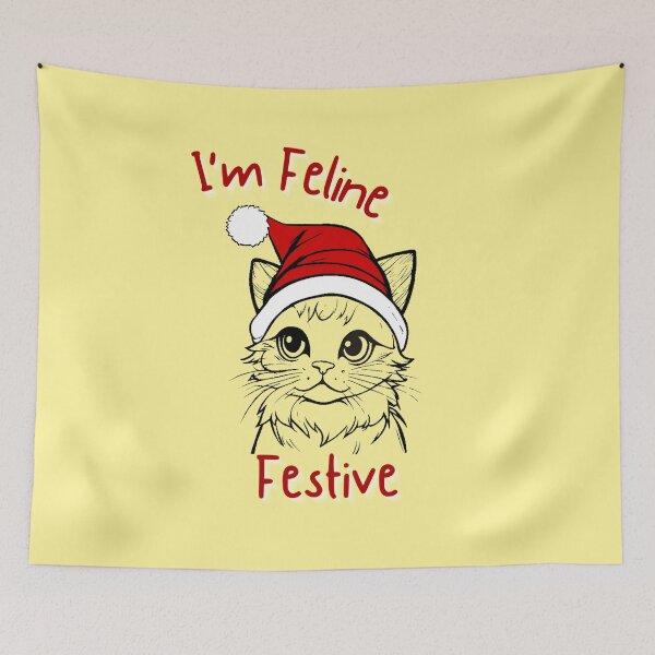Item preview, Im feline festive Christmas theme design designed and sold by INSOMNIAC101.