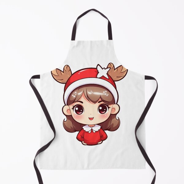 Item preview, Cute smile little girl with red christmas hat and reindeer antlers designed and sold by KawaiiArtStyle.