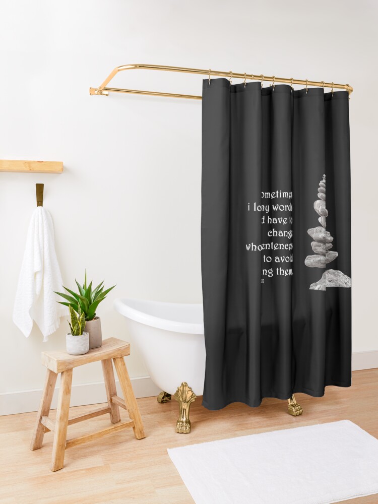 Thumbnail 3 of 5, Shower Curtain, Balance Stones - Sometimes I Lose My Words Quote designed and sold by FABulous-living.