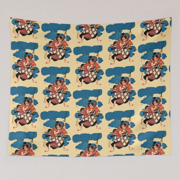 Item preview, Japanese woodblock samuarai - diptych Ukiyo-e designed and sold by EdgyEdgeArt.