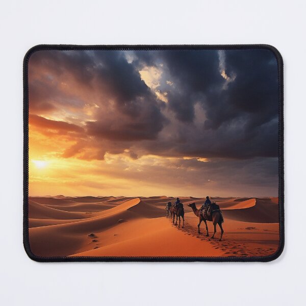 Item preview, Egyptian desert with camels at sunset - Landscape photography designed and sold by TheArtistOf2022.