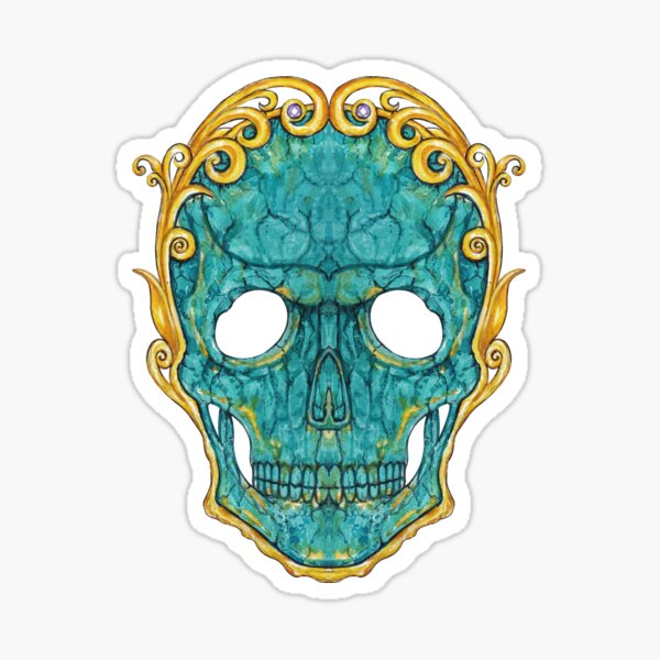 Item preview, Skull head turquoise with art vintage gold. designed and sold by Jiwsurreal.
