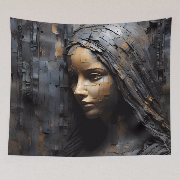 Item preview, "Sacred Face on Textured Metallic Background" designed and sold by Art-Vortex-fr.