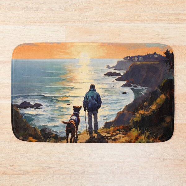 Item preview, Man and Dog on California Beach  designed and sold by WhatThePawArts.