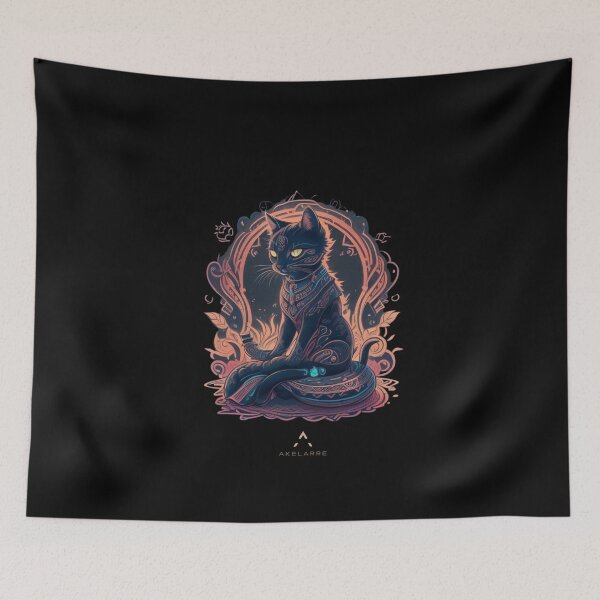 Item preview, Tribal mystical cat, Akelarre designed and sold by AkelarreDesigns.