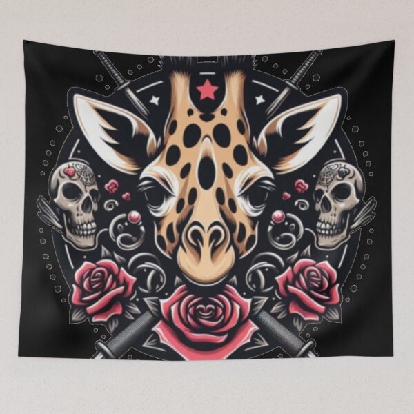 Item preview,  pink giraffe with skulls designed and sold by MiroArtAbstra.