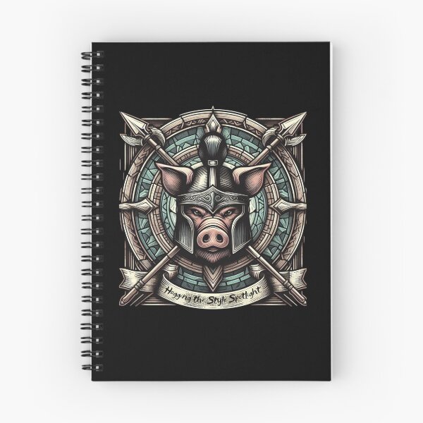 Item preview, Hogging the Style Spotlight! Charming Pig in Helmet and Spear Design on Vibrant Stained Glass Background designed and sold by zax454.