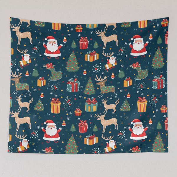 Item preview, Christmas pattern (Santa Claus with Gifts,Reindeer and Christmas Tree) designed and sold by SeamlessHub4289.