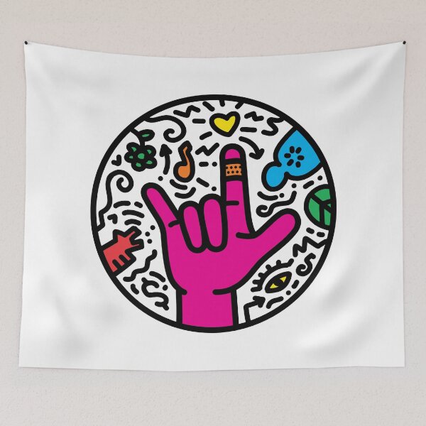 Item preview, ASL sign for I love you -Pop Art Style White designed and sold by Vash Chen.