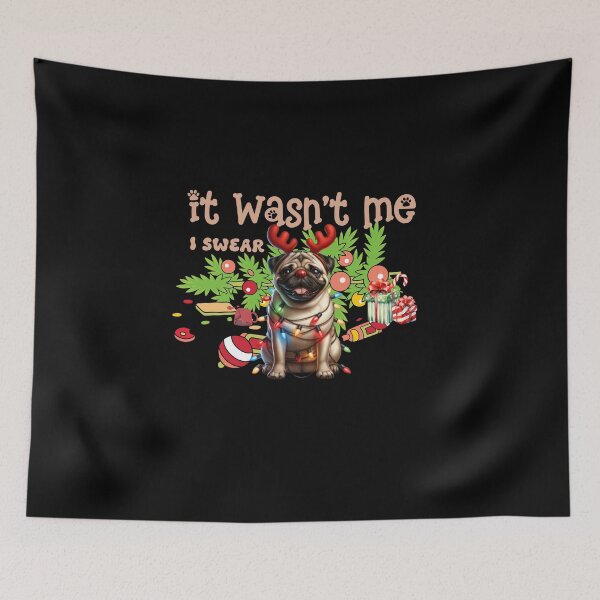 Item preview, "Mischievous Pug : 'It Wasn't Me, I Swear!' Christmas Chaos" designed and sold by Xhevahir.