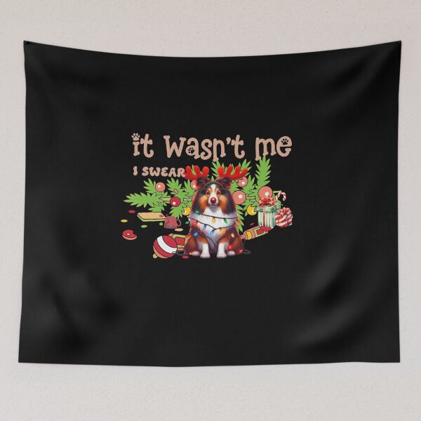 Item preview, "Mischievous Shetland Sheepdog: 'It Wasn't Me, I Swear!' Christmas Chaos" designed and sold by Xhevahir.
