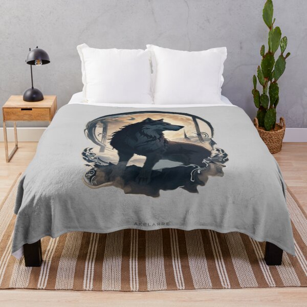 Item preview, Majestic blue and gray wolf and moon Akelarre designed and sold by AkelarreDesigns.