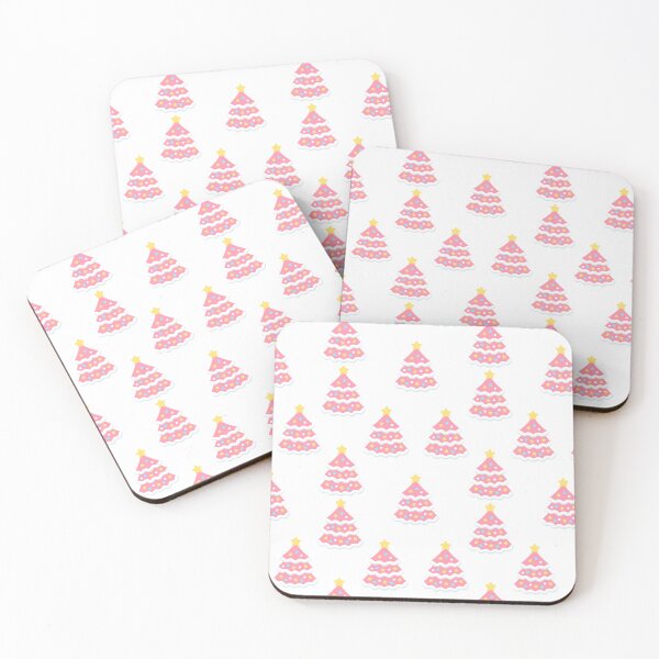Item preview, Pink Christmas Trees on White Pattern designed and sold by Pixels2Patterns.