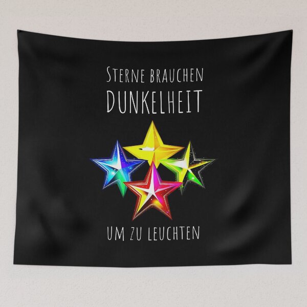 Artikelvorschau, Sterne brauchen Dunkelheit um zu leuchten. Spruch auf Deutsch - sinnhaft entworfen und verkauft von Pflugart.