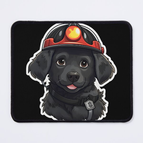 Item preview, Firefighter Flatcoat Puppy designed and sold by CUTEDOGGIEZ.