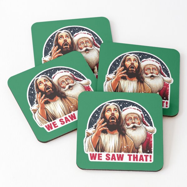 Item preview, WE SAW THAT meme Jesus Santa Claus Let It Snow Christmas Surprised designed and sold by plushism.