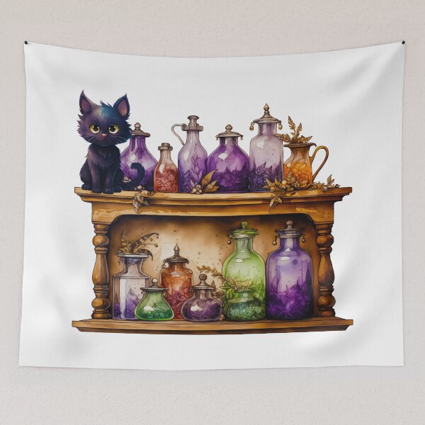 Item preview, Black Cat Sitting On a Shelf designed and sold by ZenEvoke.