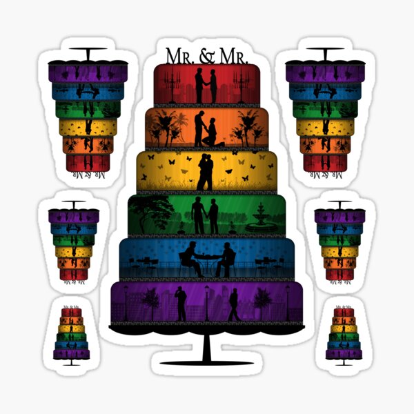 Gay Pride Wedding Cake with Rainbow Tiers Sticker