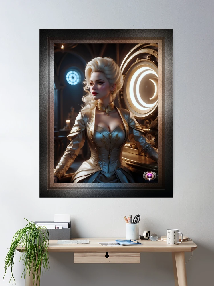 The Proprietress AI Concept Art by Xzendor7 - Platinum Blonde Beauty 2 The Proprietress Stunning AI Concept Art Platinum Blonde Portrait by Xzendor7 Room Decor Poster Art Print