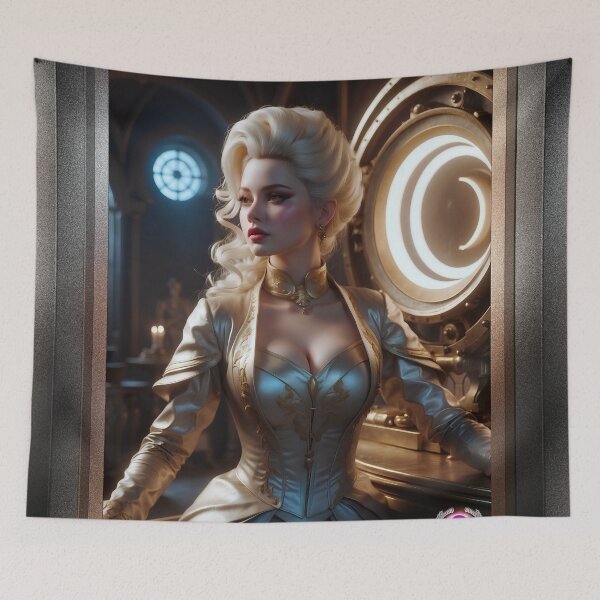 Item preview, The Proprietress Stunning AI Concept Art Platinum Blonde Portrait by Xzendor7 designed and sold by Xzendor7 Digital Art Creations.